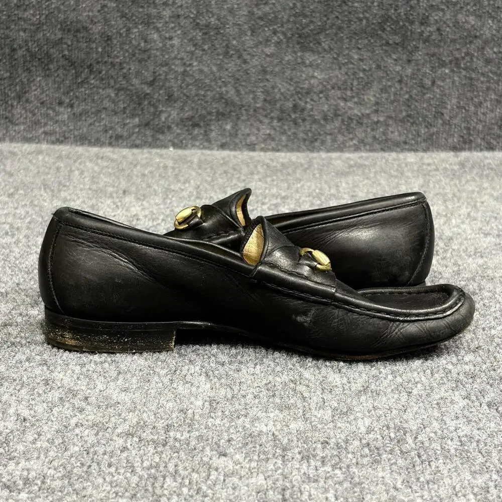 Gucci Shoes Womens 6 Black 36 Leather Horsebit Loafer Flats Slip On Italian